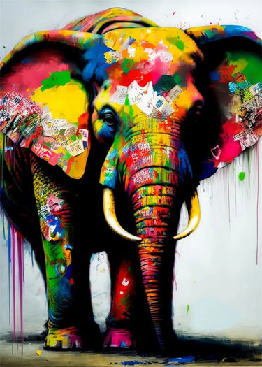 Vibrant Abstract Elephant Canvas Wall Art - InspiredGrabs.com